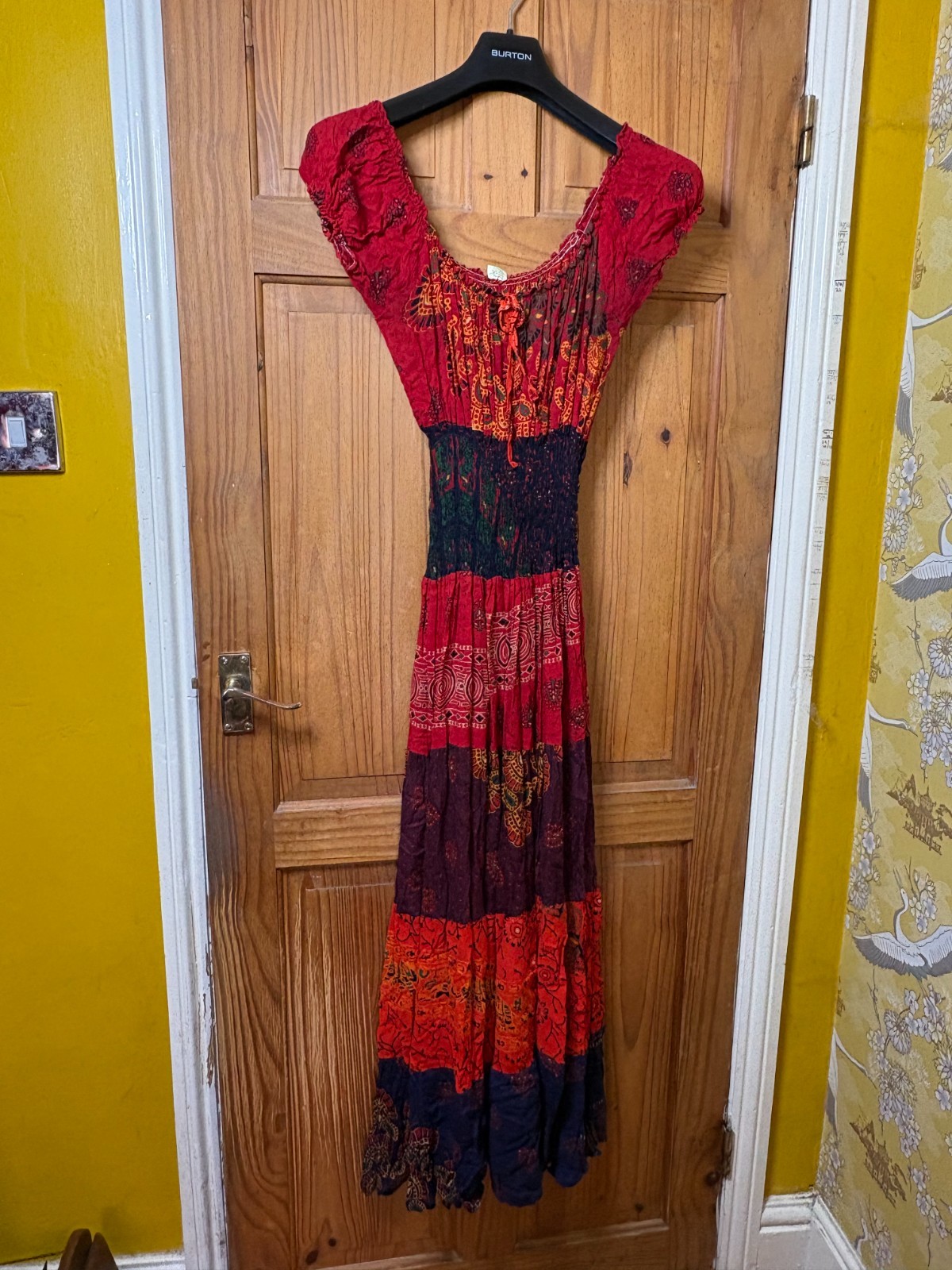 S K Noor & Sons Maxi Dress 100% Cotton Free Size Multicoloured Bohemian