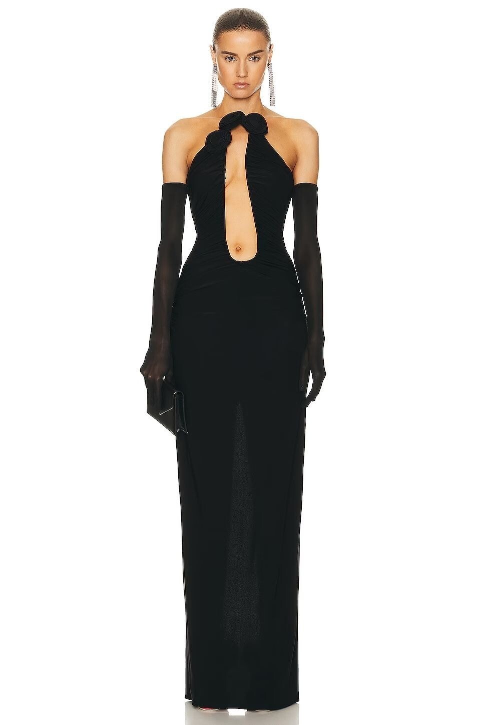Magda Butrym Plunge Dress in Black 40 New Womens Long Gown