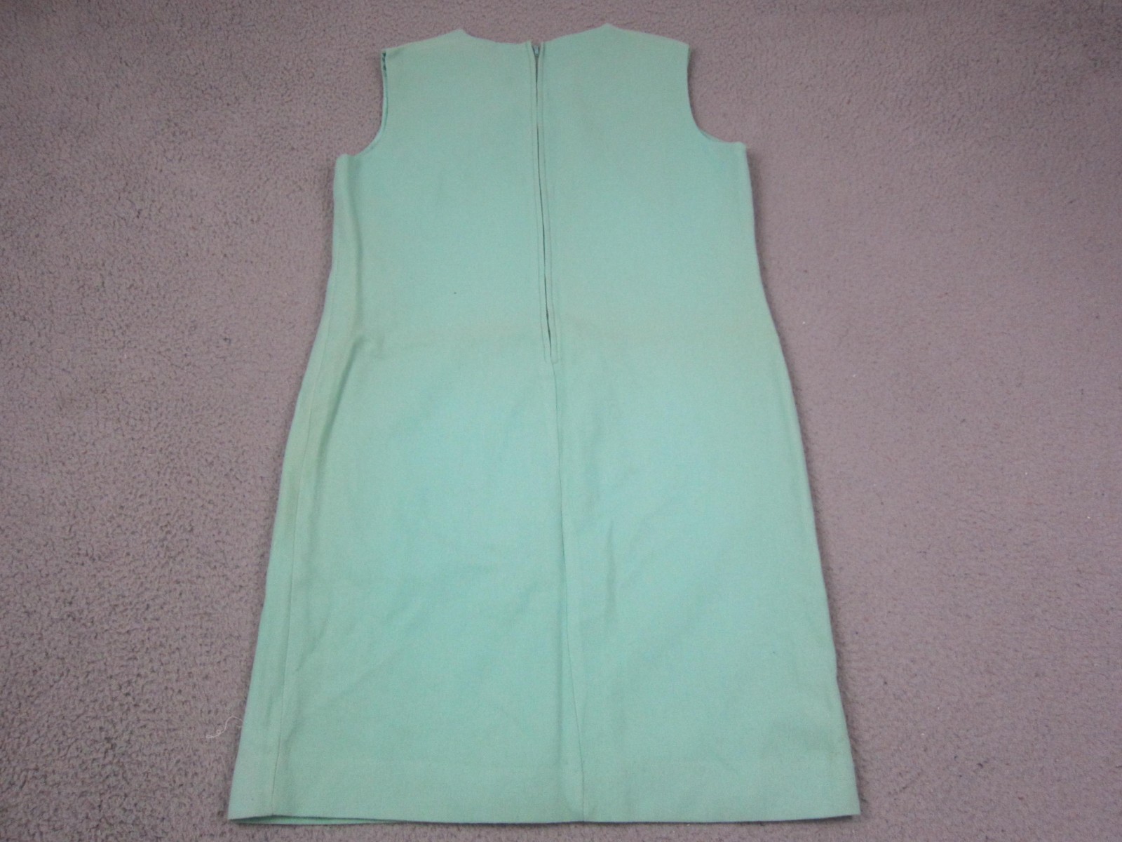 True Vintage Mod Dress Womens Large Green Wool Knit Shift Office Midi 60s 70s