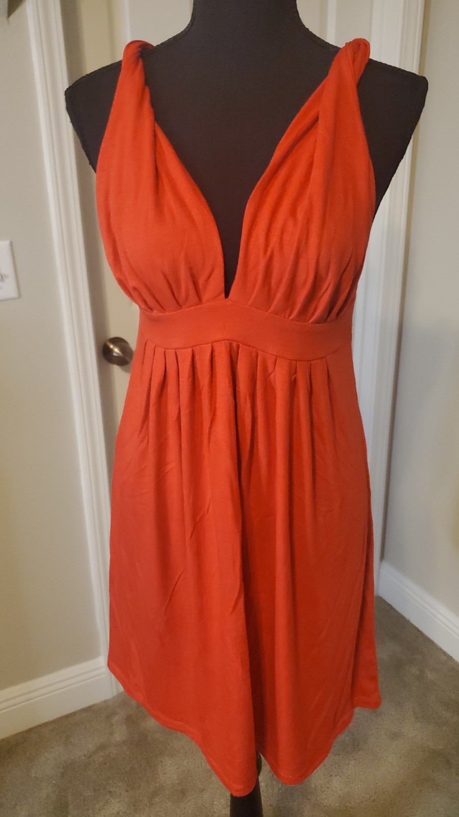 Medium Celebrity Pink Sleeveless Tank Dress With V-Neck Front And Back