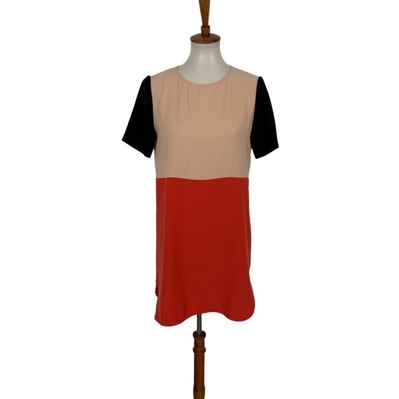 Zara Woman Colorblock Short Sleeve Mini Shift Dress Modern Chic Trendy Small
