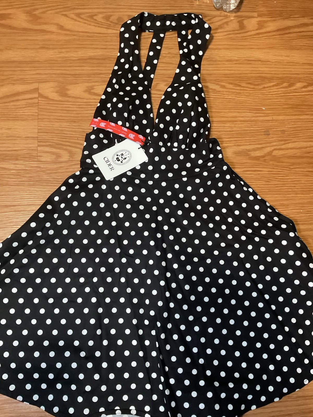 CIDER Black/White Polka Dot Sundress Sleeveless V-Neck Short Dress Size XXS