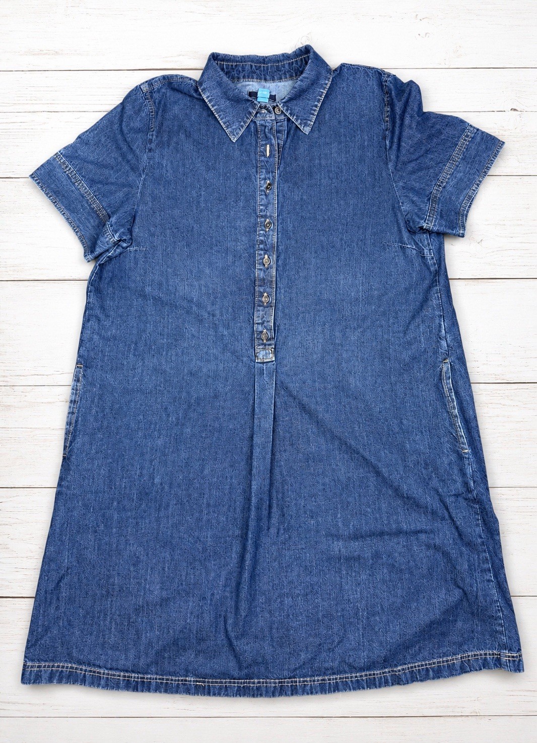 Nautica Denim Shirt Dress Women’s Large Blue Chambray Short Sleeve