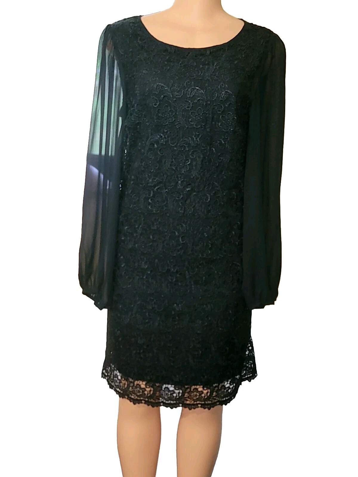 NWT $140 RSVP Chiffon floral lace Little Black Classic Dress Size 10