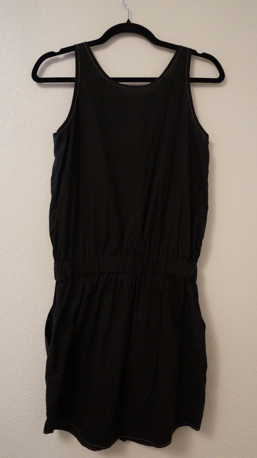 Lacoste Summer Sleeveless Snap-Button Mini Black Dress Cotton Pockets #064