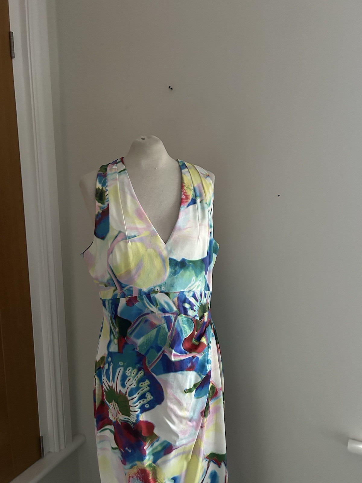 Karen Millen Orchid Print Ruched Maxi Pencil Dress Size Uk 16 Rrp £235 Bnwt