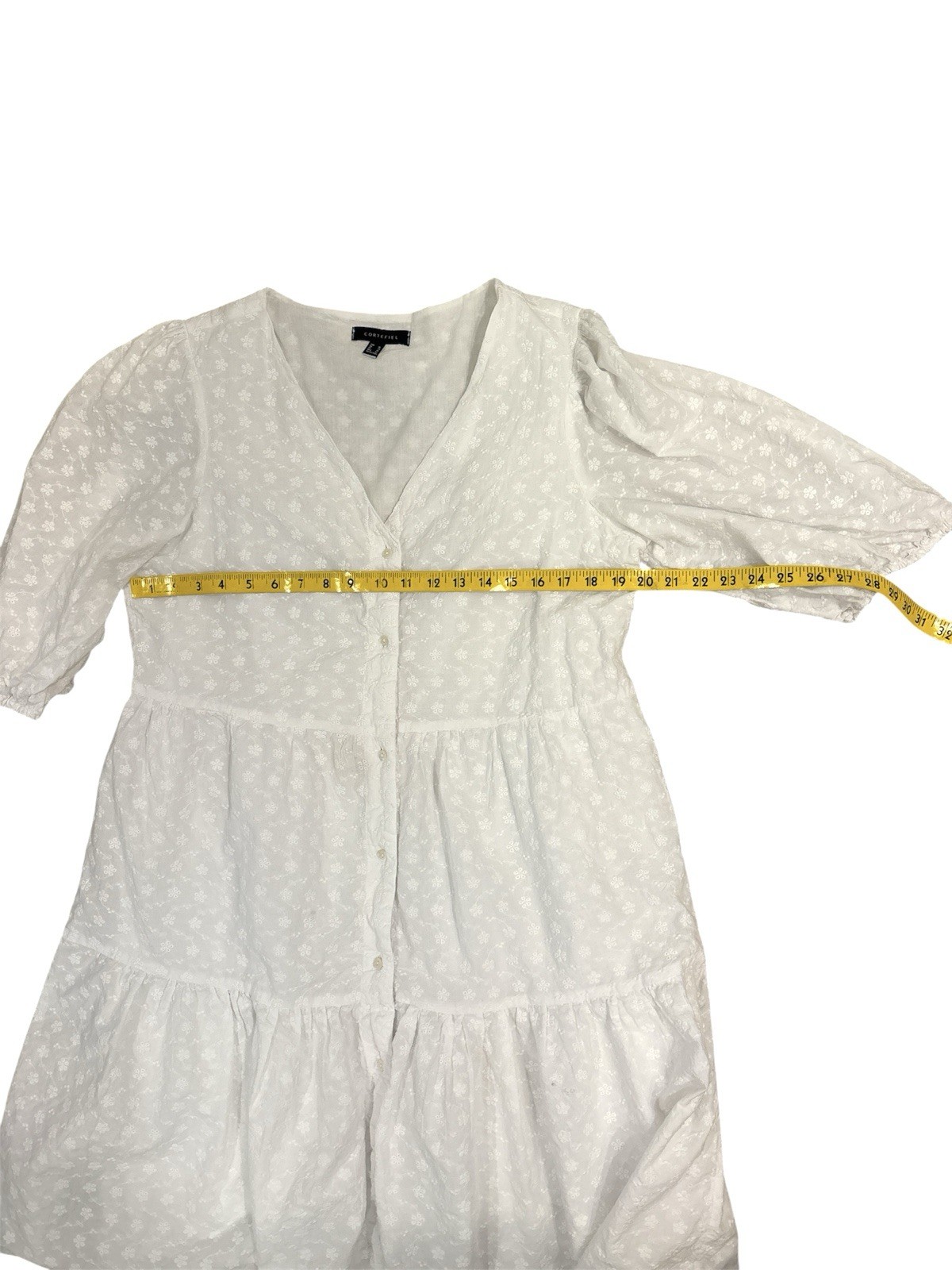 Cortefiel knee length White Button-Up Dress size XL.