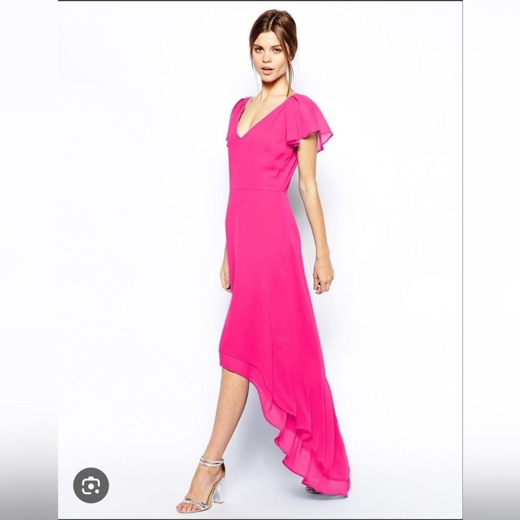NWT Rare ASOS Formal Hot Pink Hi-Low Midi Dress