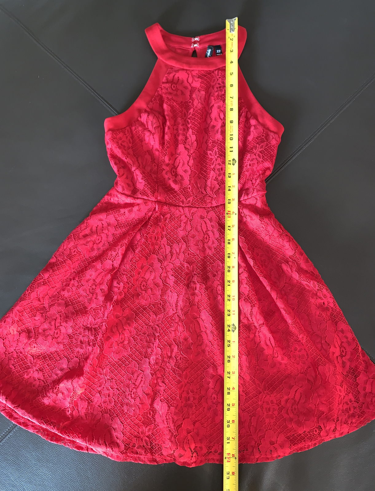 Speechless Juniors’ Red Lace Halter Sleeveless Formal Dress Size XS Retail $398