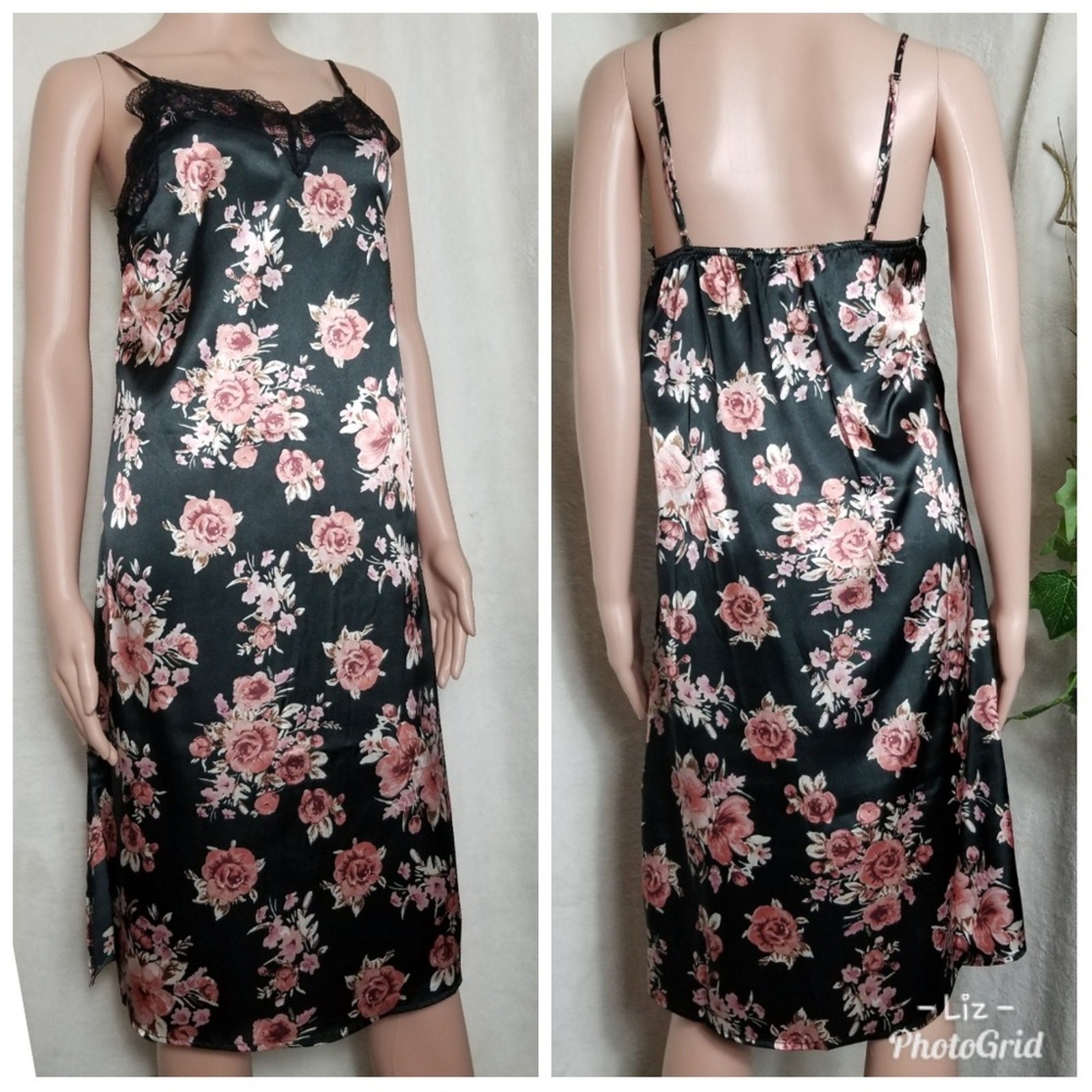 NEW Size Small Lined Floral Slip Midi Dress Lace Accent Whimsigoth Fairy Goth