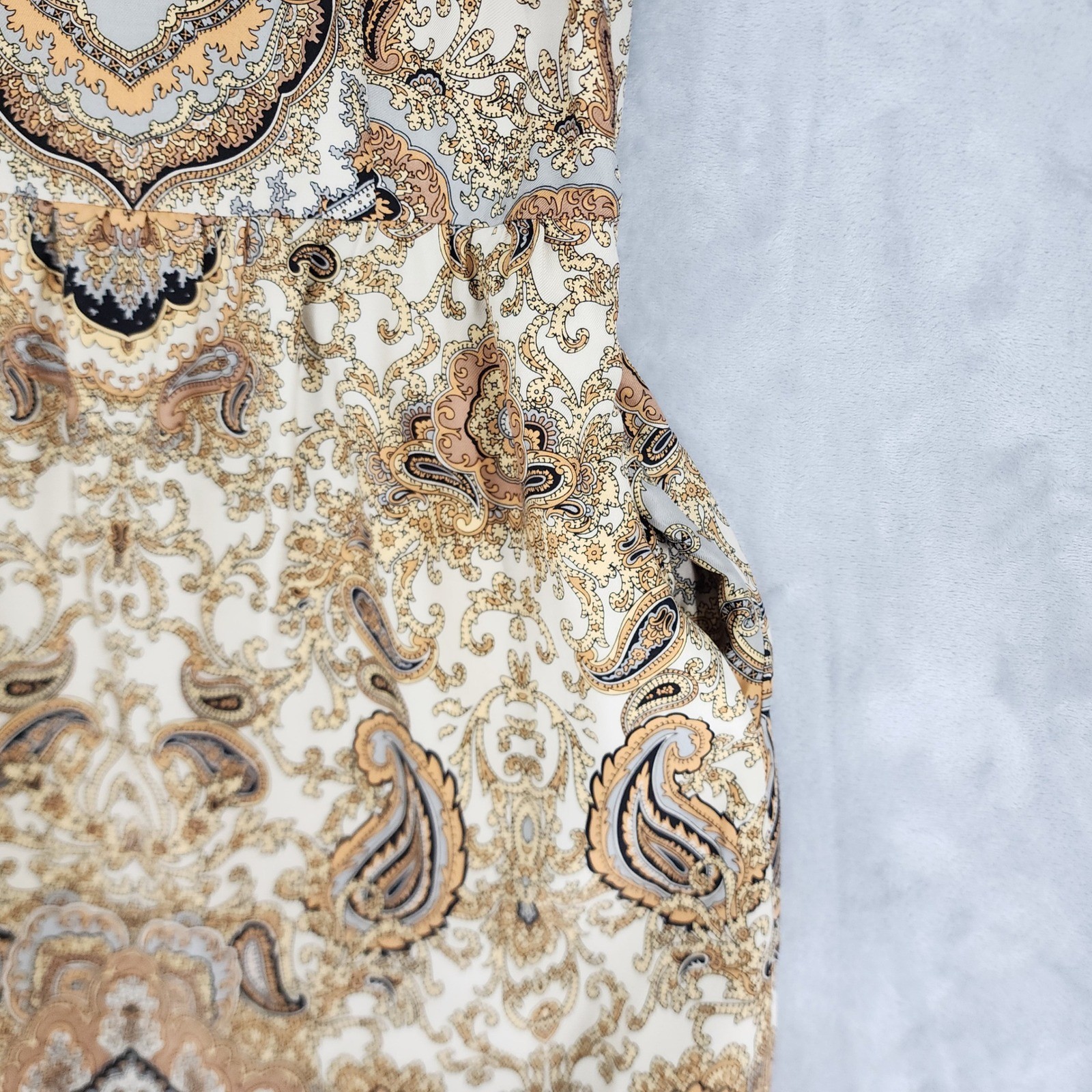 J.Crew Dress Size 8 Silk Wool Blend Elegant Paisley Ivory Gold Pockets Luxe NWT