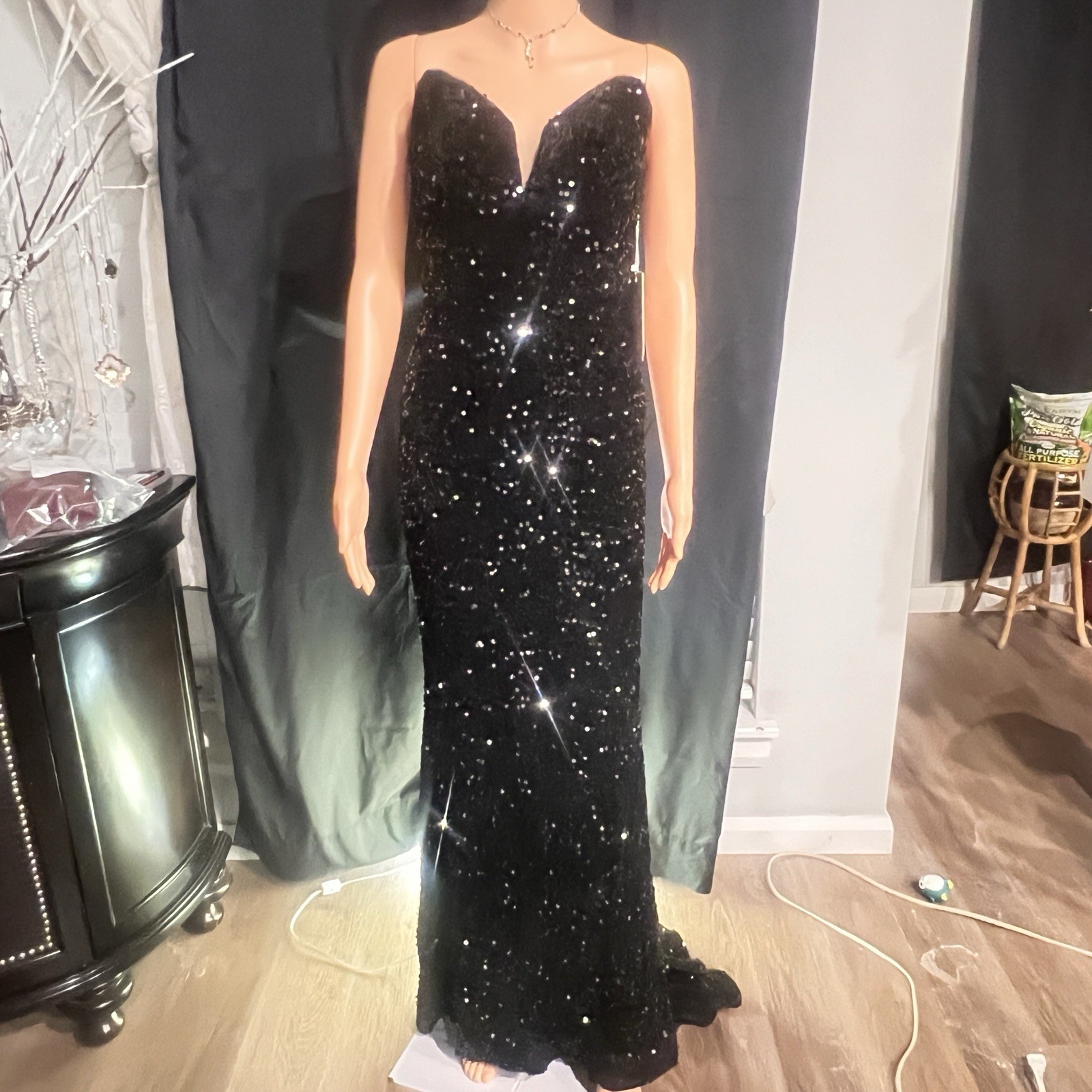Witness Of Love Strapless Black Sequin Mermaid Evening Gown