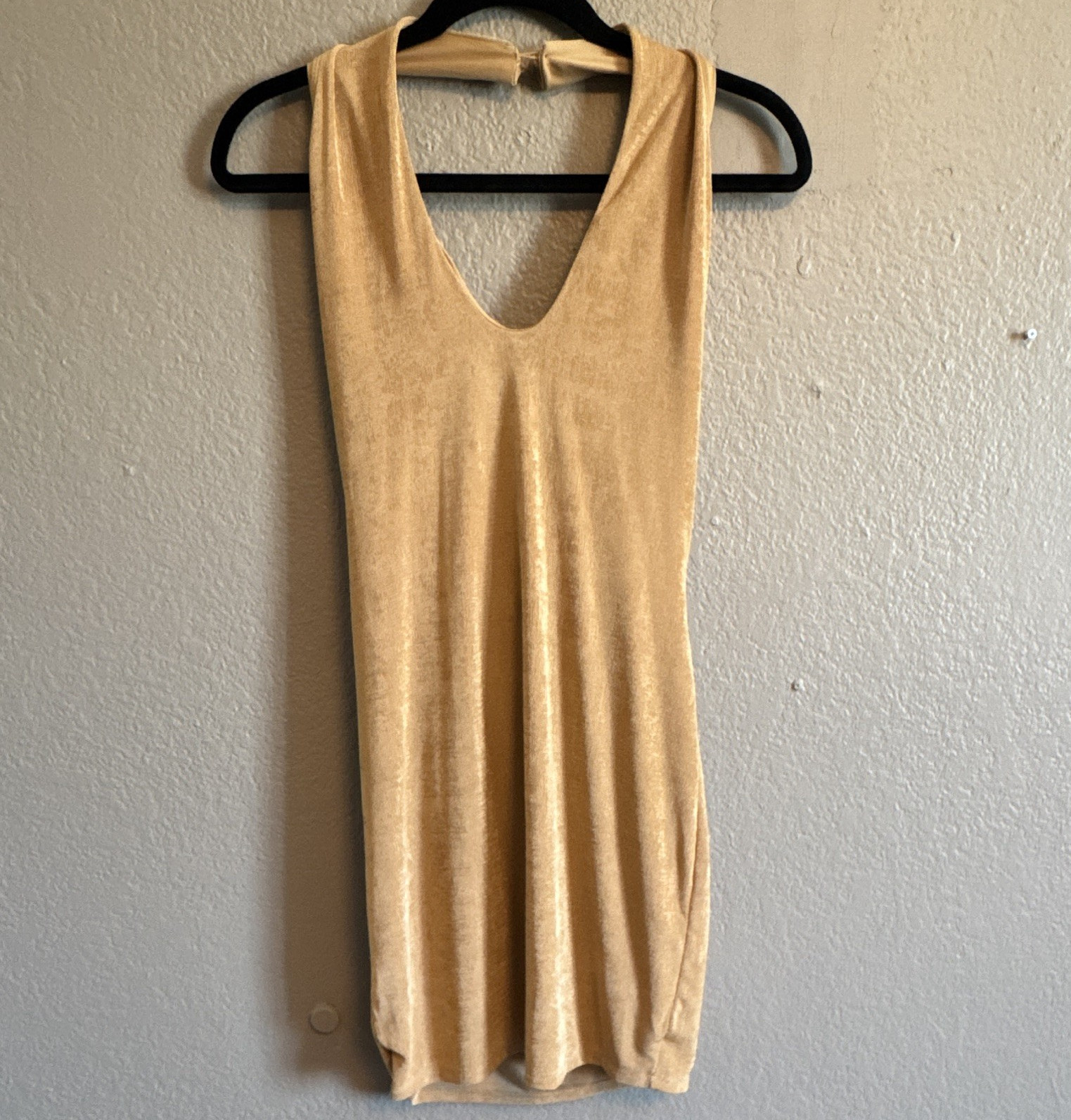 Forever 21 Womens Safari Velour Bodycon Mini Dress V-Neck Sleeveless M