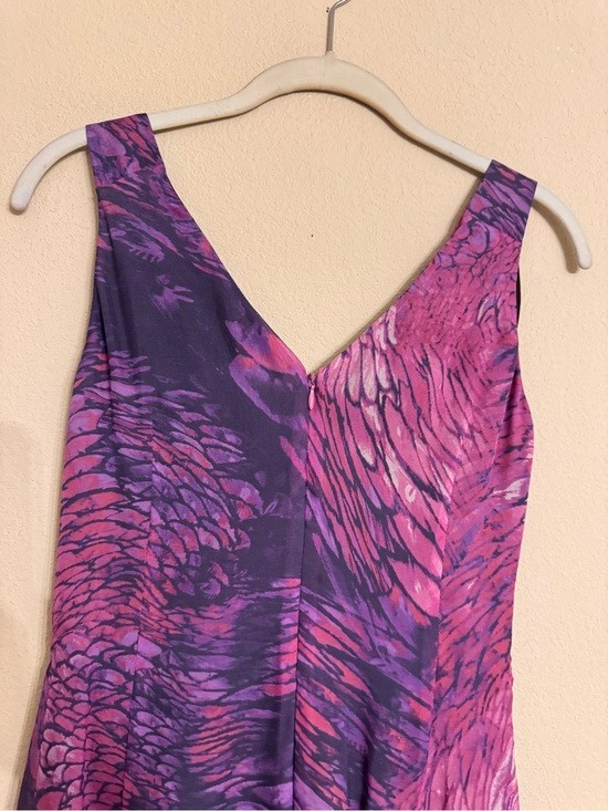 Presley Skye Purple 100% Silk Front Knot Style Sleeveless Tulip Dress, PM EUC