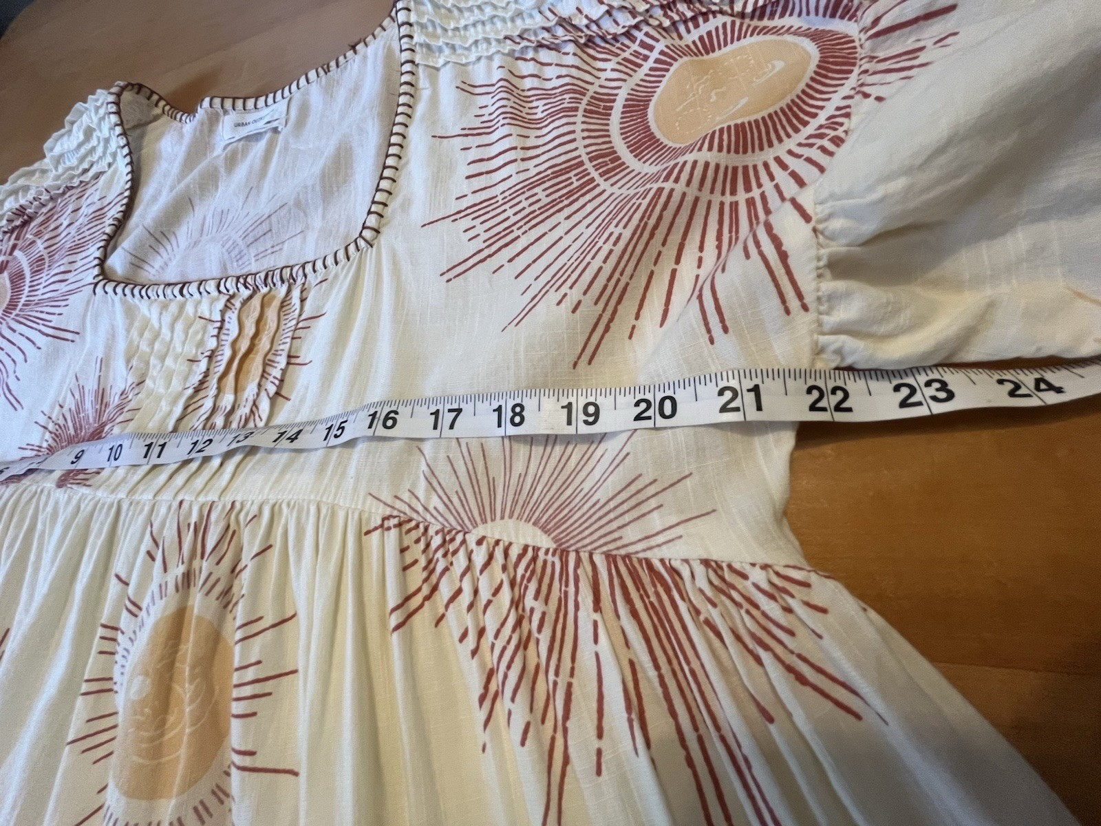 Urban Outfitters Boho Sun Moon Eclipse Dress Tiered Midi Lined Women Sz SM 43″