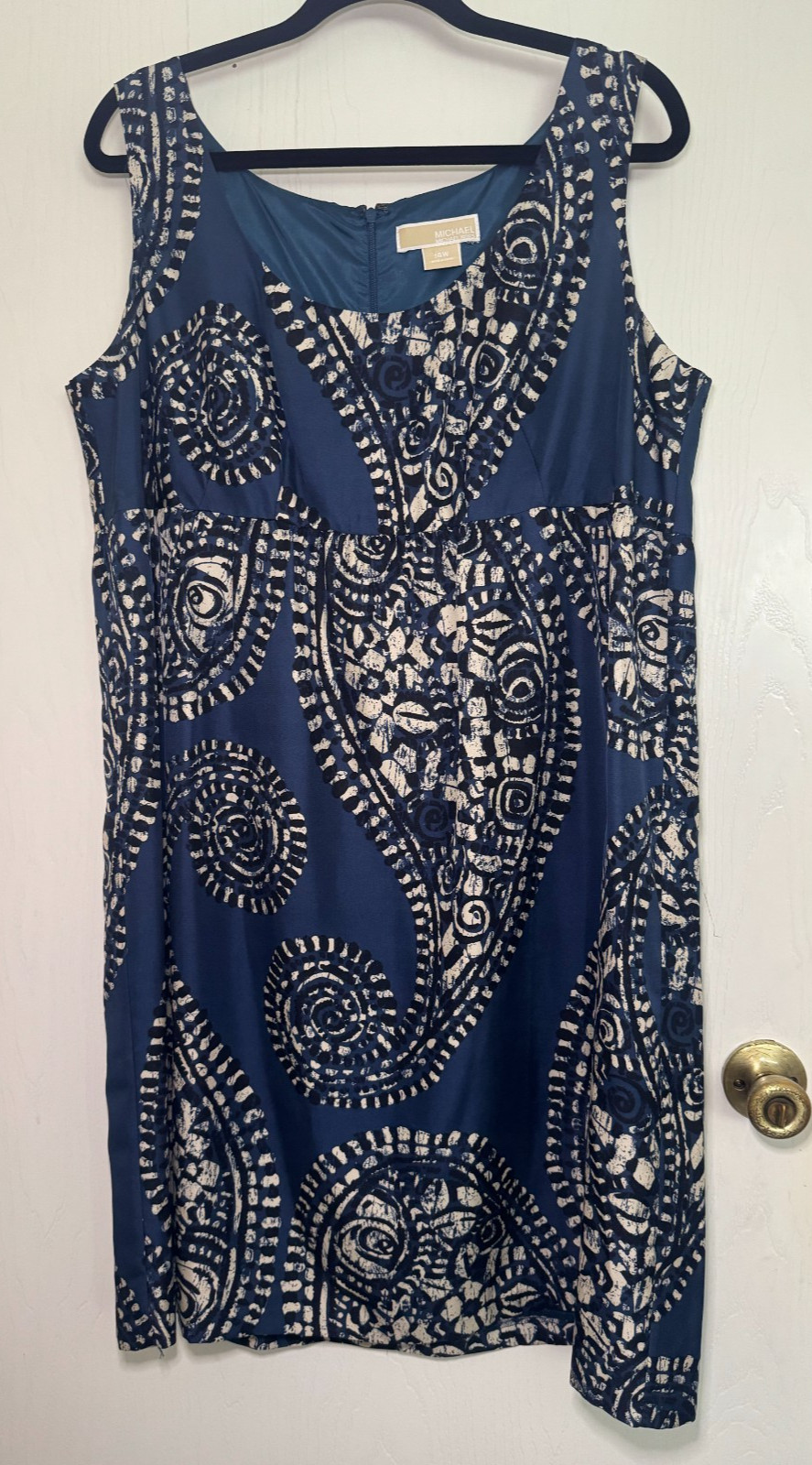 Michael Kors Sleevless Dress Silk Blue Paisley Size 14w