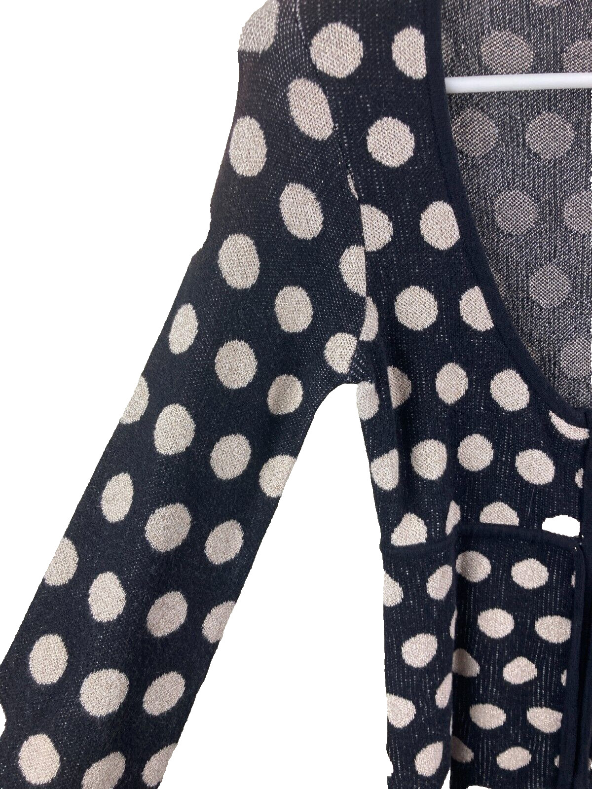 Kensie Girl Black & White Polka Dot Sweater Dress Zipper Long Sleeve Cute Size S