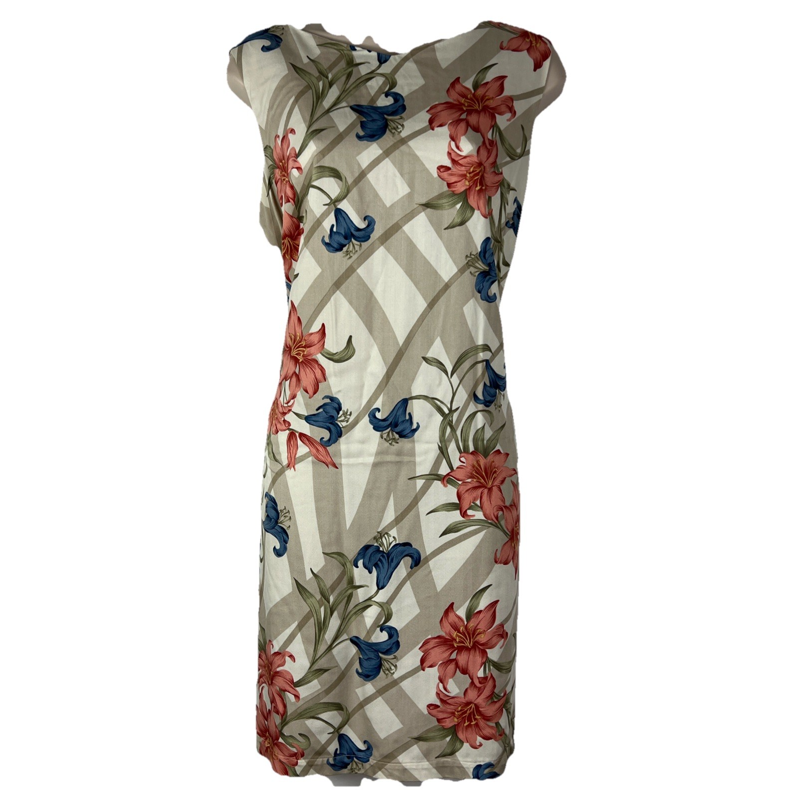 Caribbean Joe Dress Women’s Large Knee Length Sleeveless Tropical Pencil