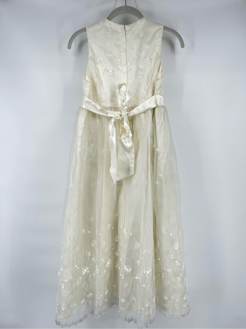Jessica McClintock Girls Millennium 2000 Ivory Floral Formal Dress Size 16 VTG