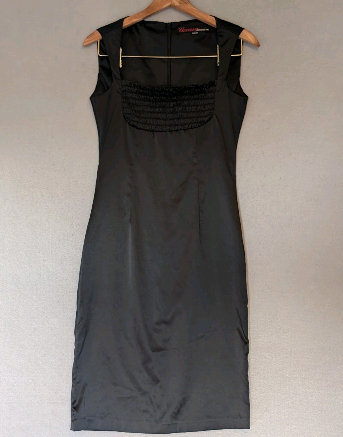 Vtg Miss Sixty Y2K Deep Neck Coquette Bodycon Dress Medium Stretch Satin Italy