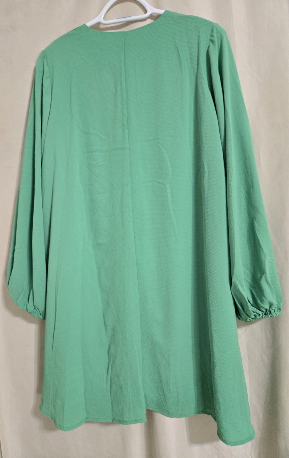 SHE + SKY Green V-Neck Long Bubble Sleeve Dress Size Small New With Tags