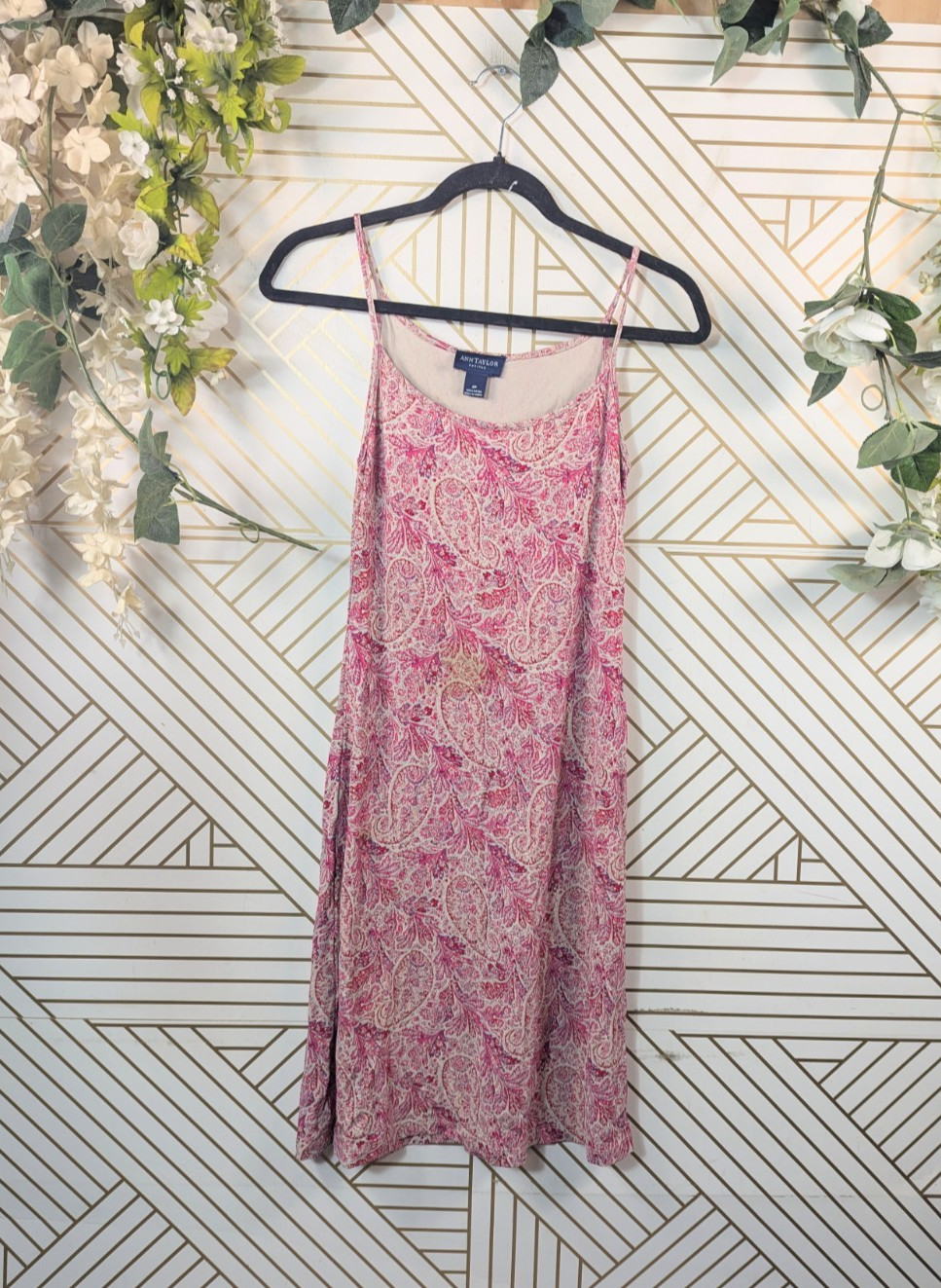 Ann Taylor Silk Dress Women Y2K Fairy Grunge Feminine Boho Hippie Casual 2 STAIN