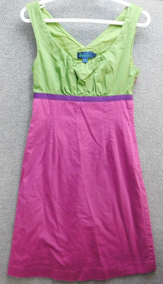 Boden Colorblock Sheath Dress Purple & Green Retro Empire Waist Size 8R