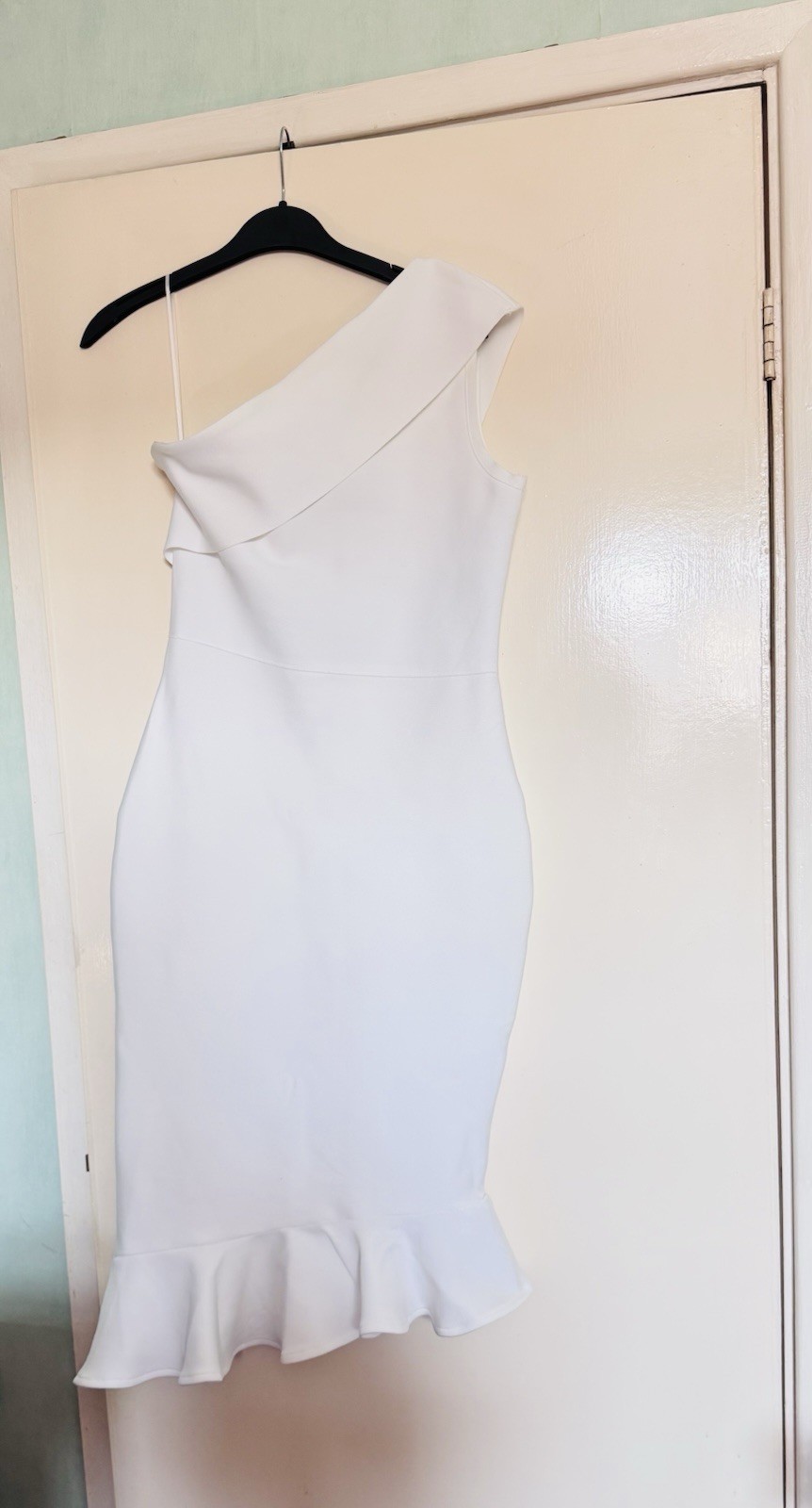 Ruffle Hem One Shoulder Bandage Pencil Dress