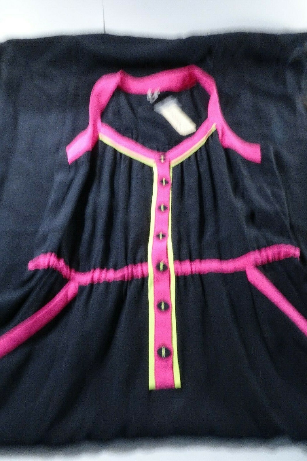 Oonagh by Nanette Lepore Hudson colourblock black neon pink Maxi Dress 0 IRRG