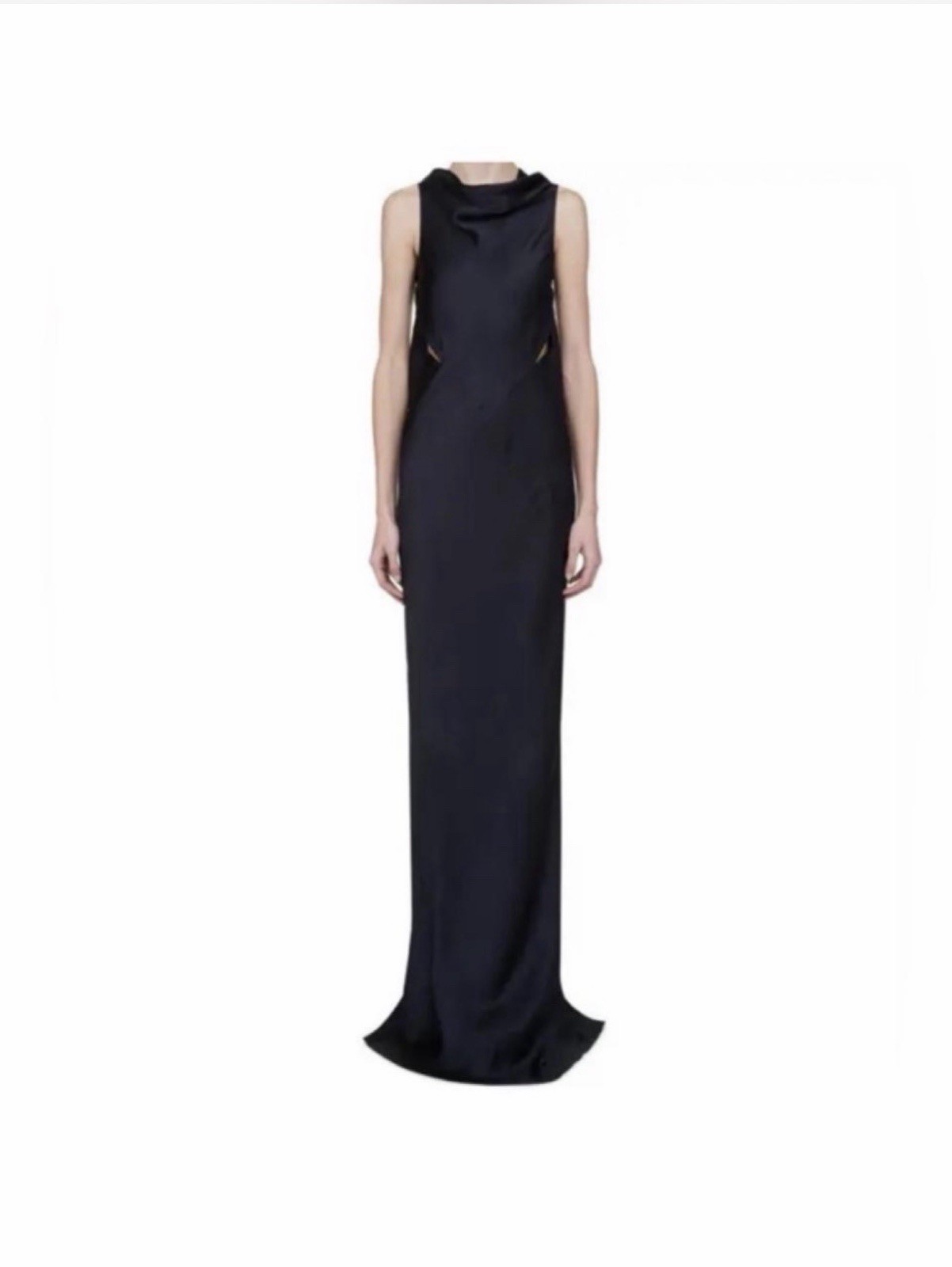 Rick Owens SS20 Tecuatl Skorpio Black Satin Gown Dress IT 40 US 4