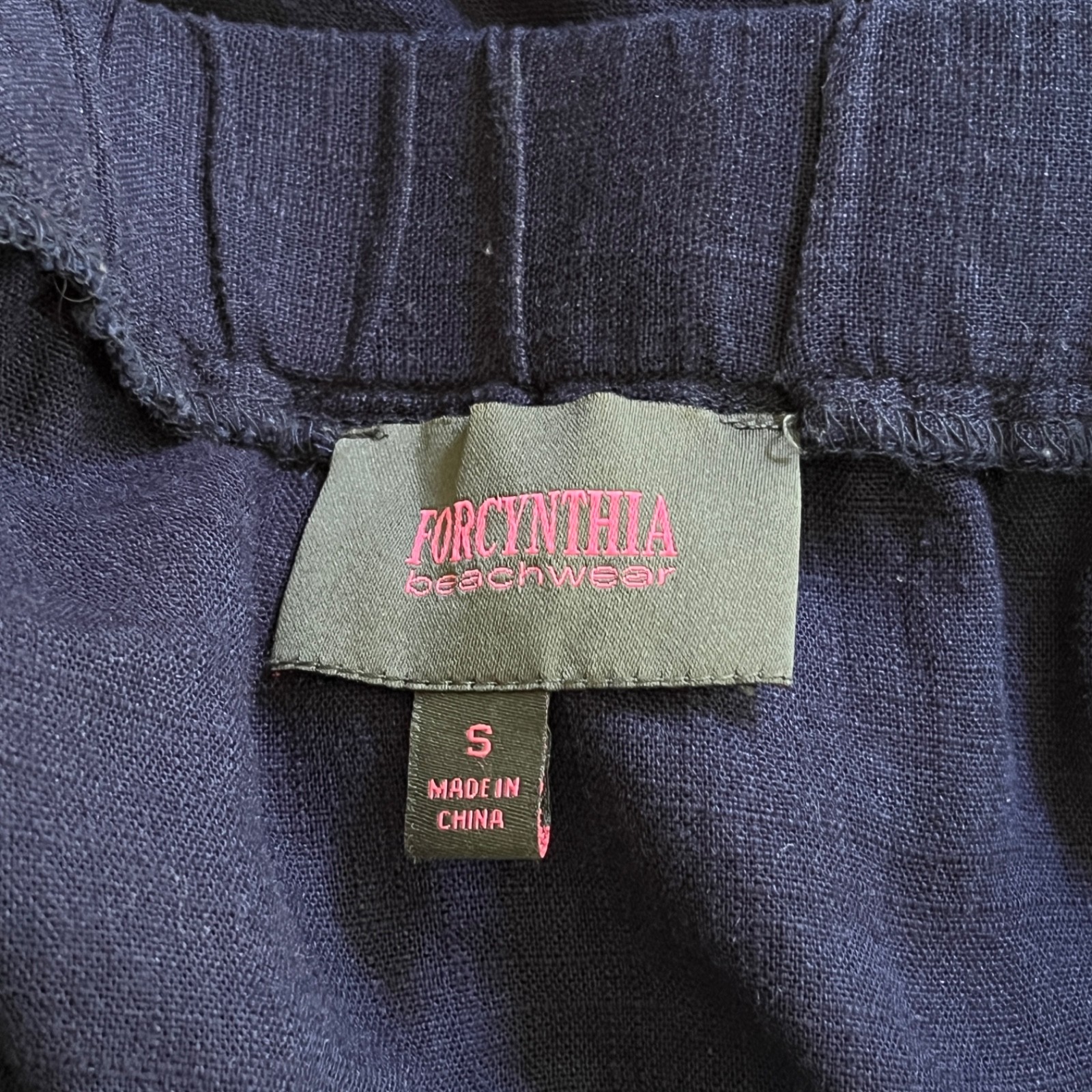 Forcynthia Beachwear Linen Blend Tunic Dress Womens S Navy Blue Off Shoulder
