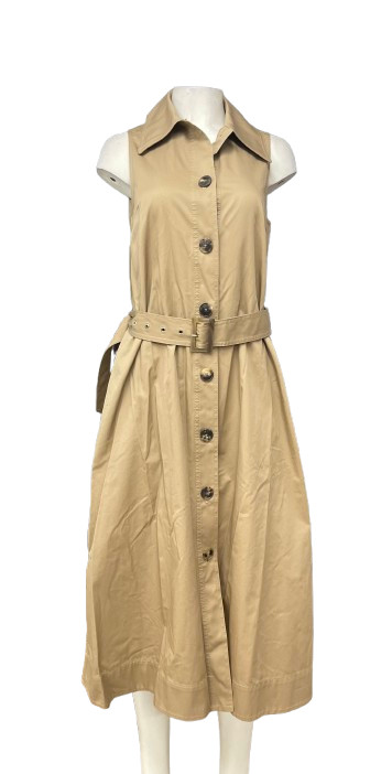 Kate Spade New York Sleeveless Belted Shirtdress In Dark Khaki