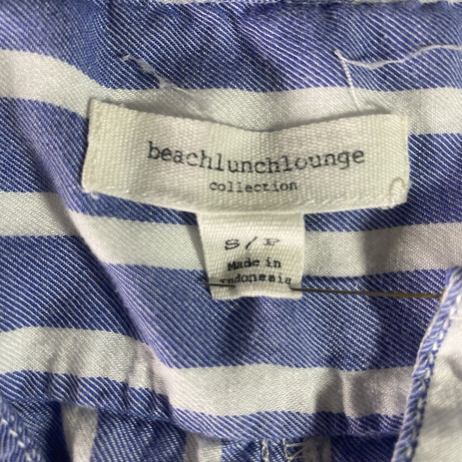 Beach Lunch Lounge Sleeveless Mini Dress Womens S Striped V-Neck Coverup Blue