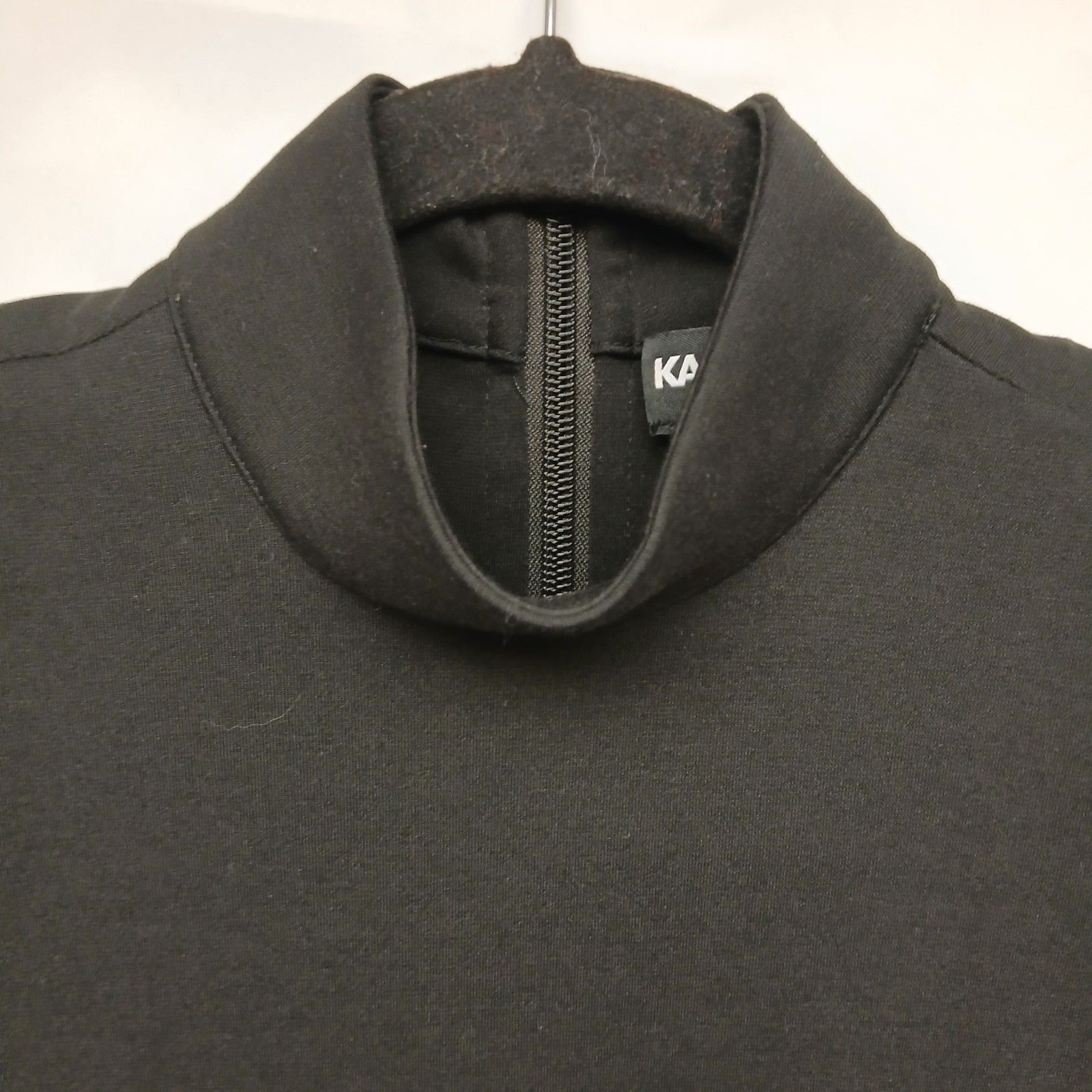 Karl Lagerfeld Paris Dress 0 Black Sleeveless Mock Neck Midi Zip Logo Pockets