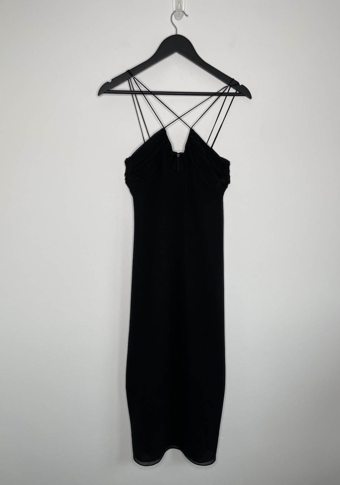 NWT Zara Black Dress Cross Strap Midi Evening Cocktail Party Holiday XS