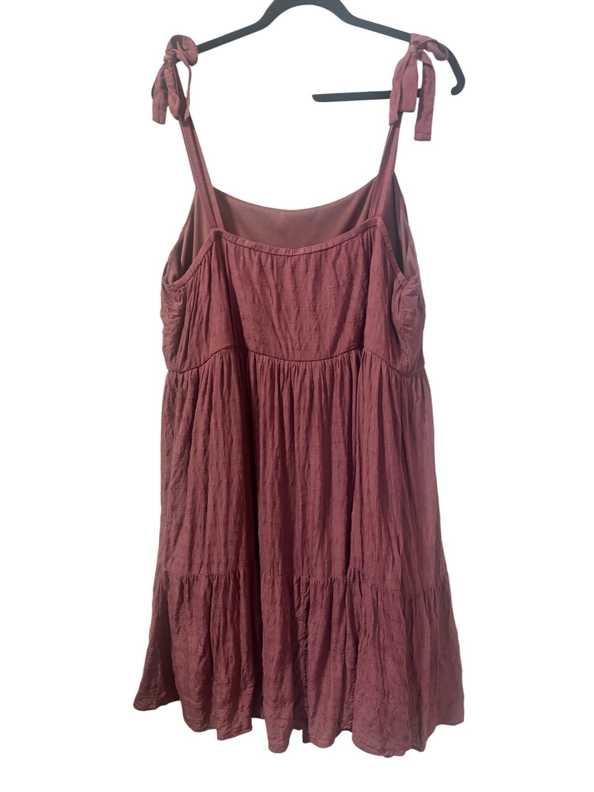 Torrid Mauve Button-Front Tie-Strap Tiered Mini Dress