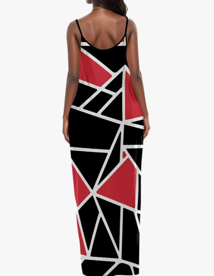 summer maxi with pockets-orange and black – small to medium
