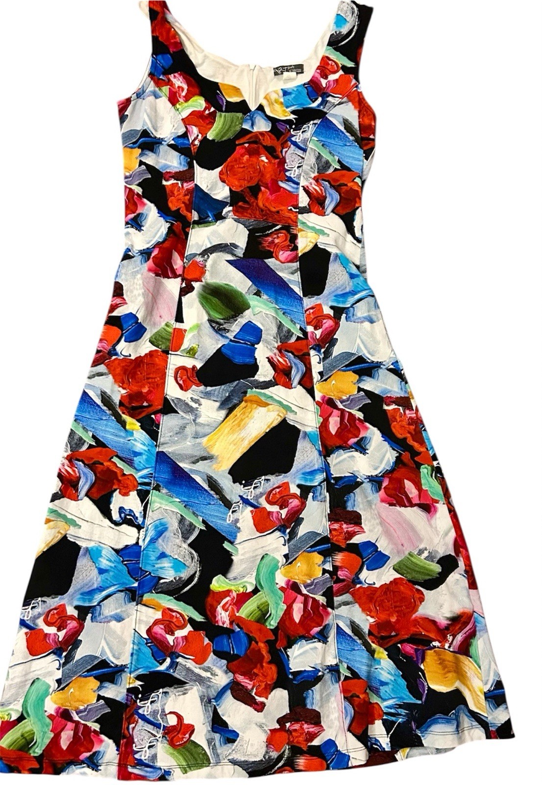 Art Simply by Dolcezza Multicolor Sleeveless Shift Midi Dress Small Art To Wear