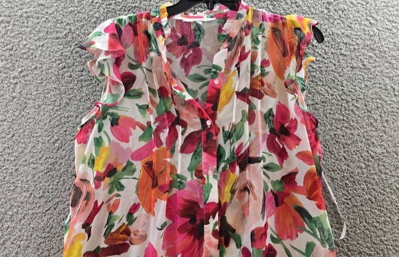 Julia Jordan Floral Flutter Sleeve Dress Women’s Large Ivory Multicolor