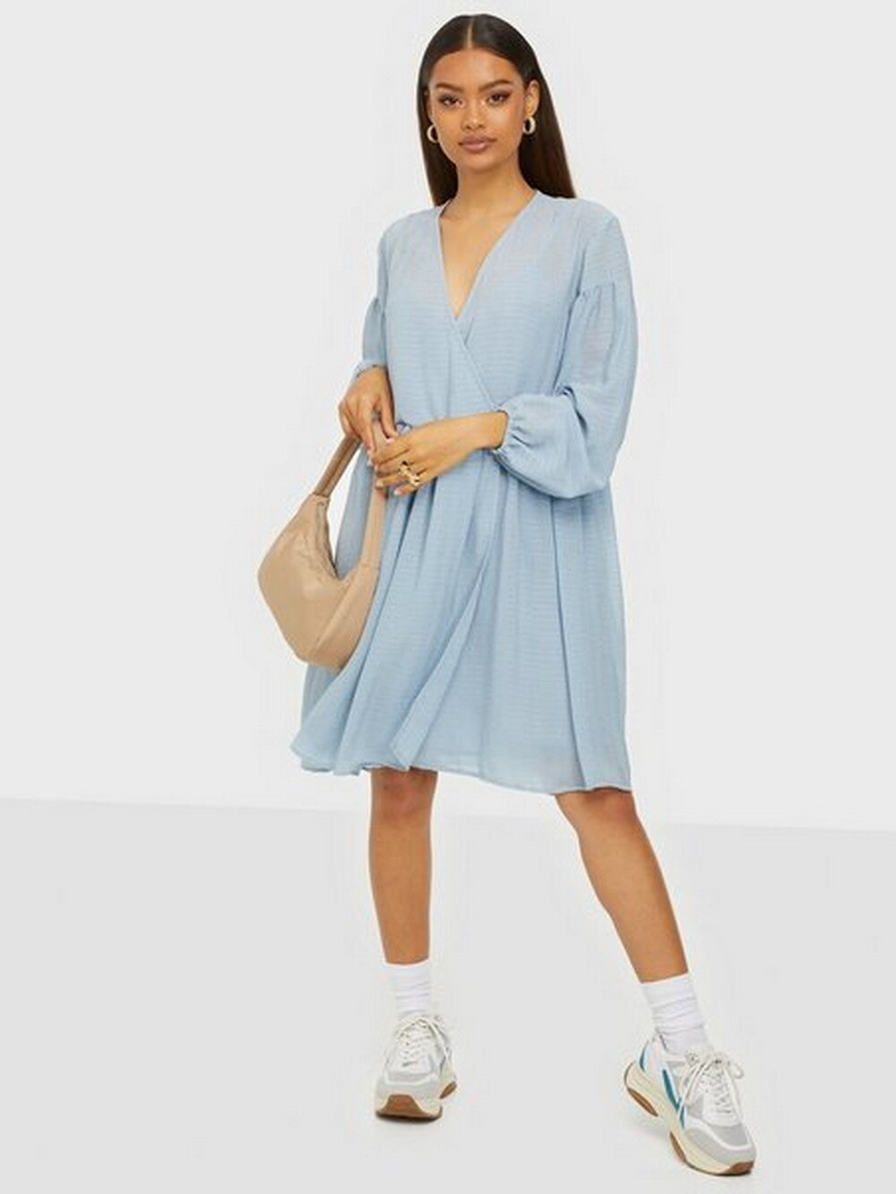 Samsoe And Samsoe Jolie Short Dress Dusty Blue Size Large Orig $190