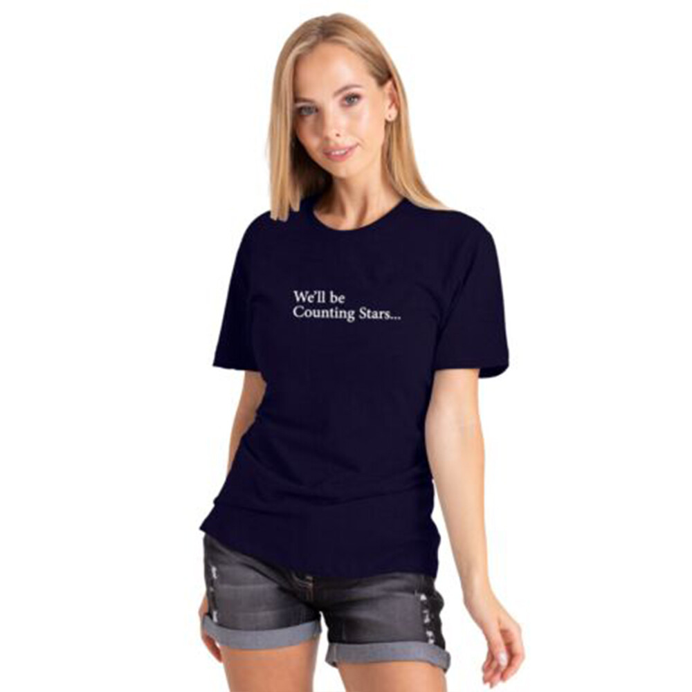 Womens Basic Tee T-Shirt Premium Printed Cotton Short Sleeve Crew Neck Solid Top