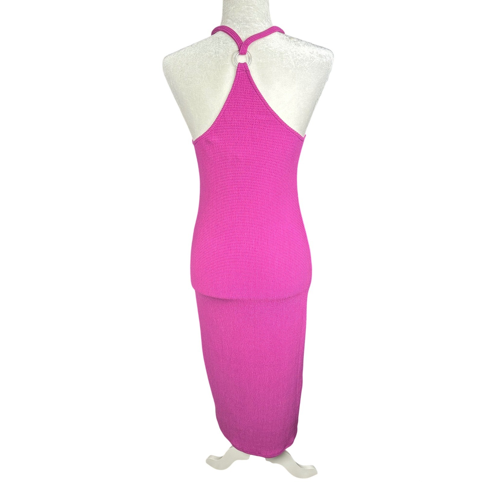 Privacy Please Midi Dress Womens M Pink Textured Knit Summer Beach Vacation NEW