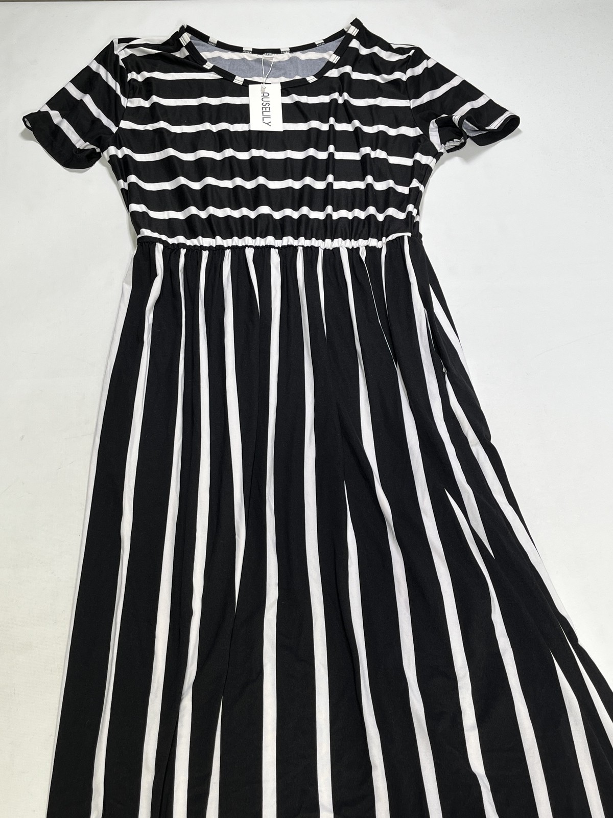 Womens Auselily Black Striped Dress Size 2XL NEW