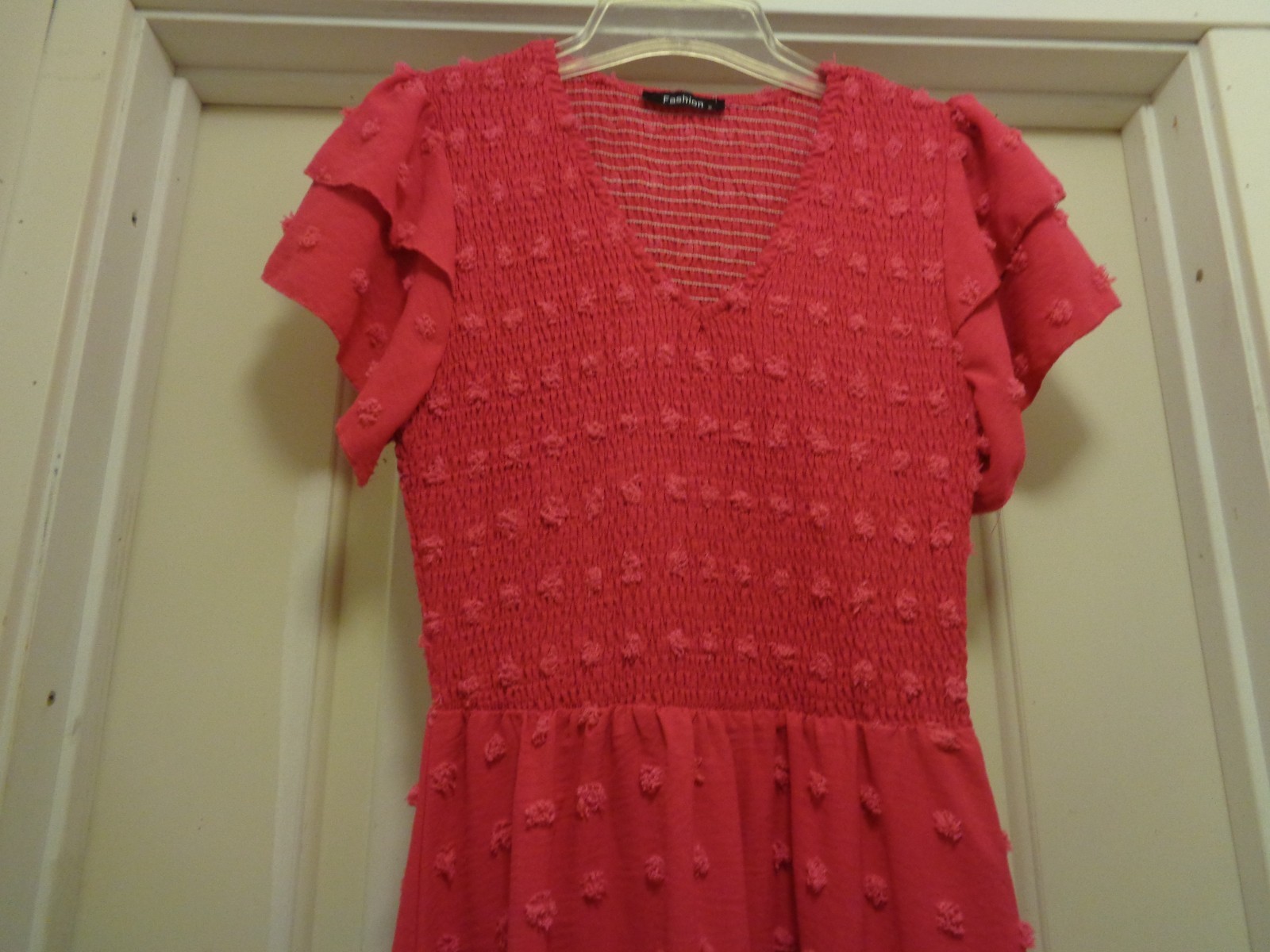 Hot Pink Textures Nubby Romantic Ruffles Midi Dress By Fashion S