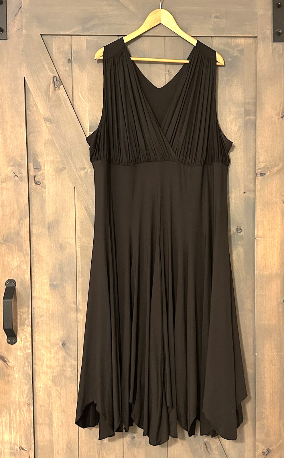 Zaftique Dress BLACK Plus 4X Surplice Whimsigoth Fairy Stretchy Asymmetrical Hem