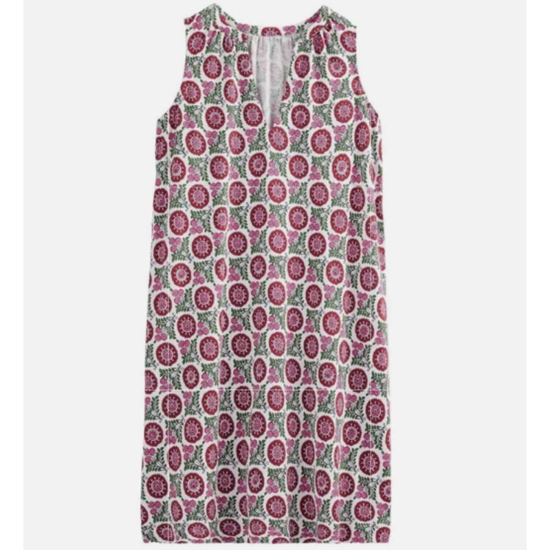 Boden Notch-Neck Jersey Shift Dress Womens 10L Floral Print Sleeveless Flowy