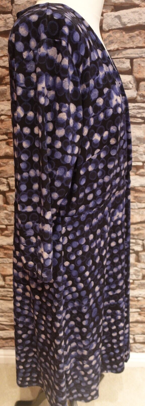 H&M Very Stylish Pullover 3/4 Sleeve Spotted Dress Navy/Lighter Blue Size EUR XL
