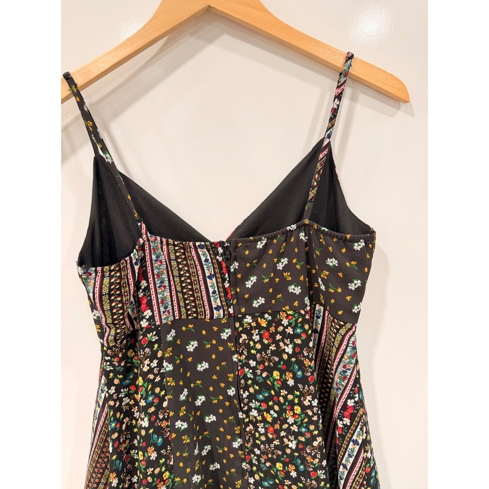 Blue Rain Francescas Mixed Floral Patchwork Mini Dress Black Multi Size M