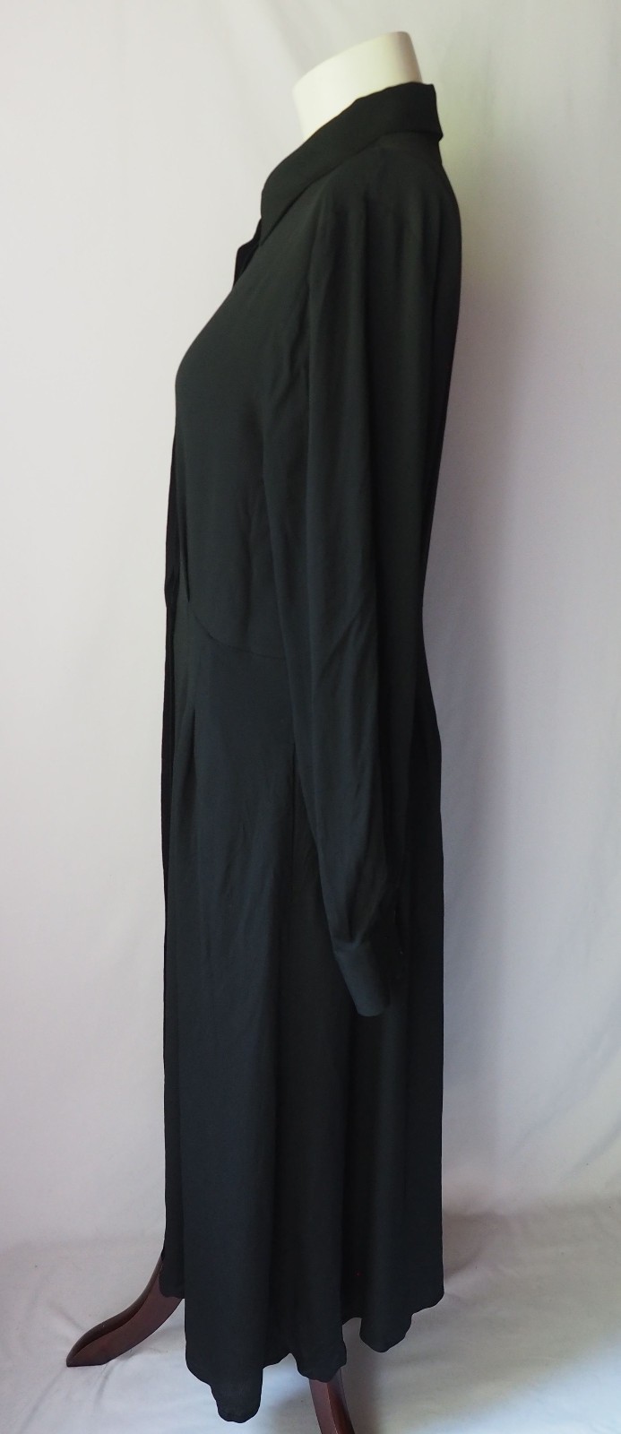 Beatrice B Made In Italy Acetate Silk Blend A-Line Shirt Dress Black Size L US 8