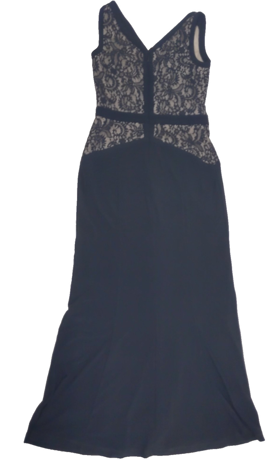 $225 LAUREN RALPH LAUREN 6 Dress Black Evening Lace Maxi Stretch Jersey
